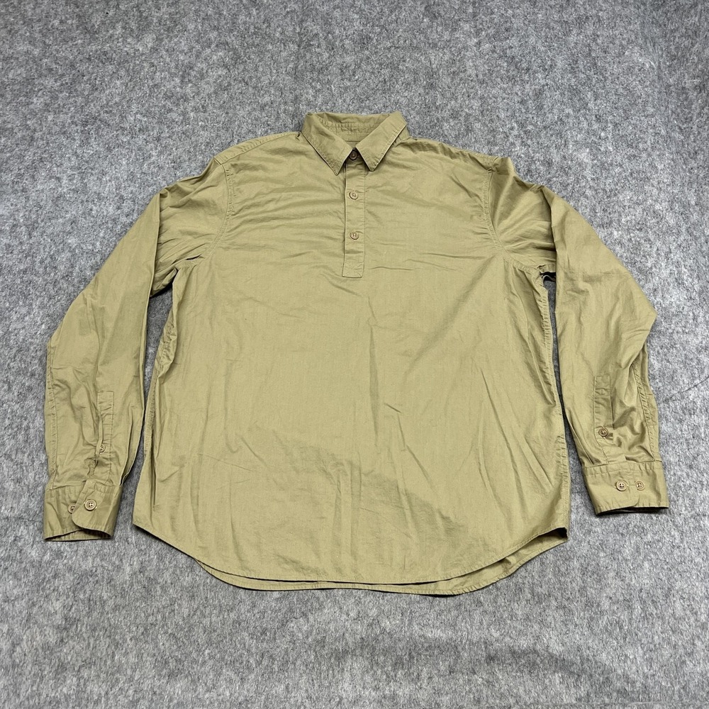 Banana Republic Shirt Womens Large‎ Beige Long Sleeve Relaxed Organic Popover